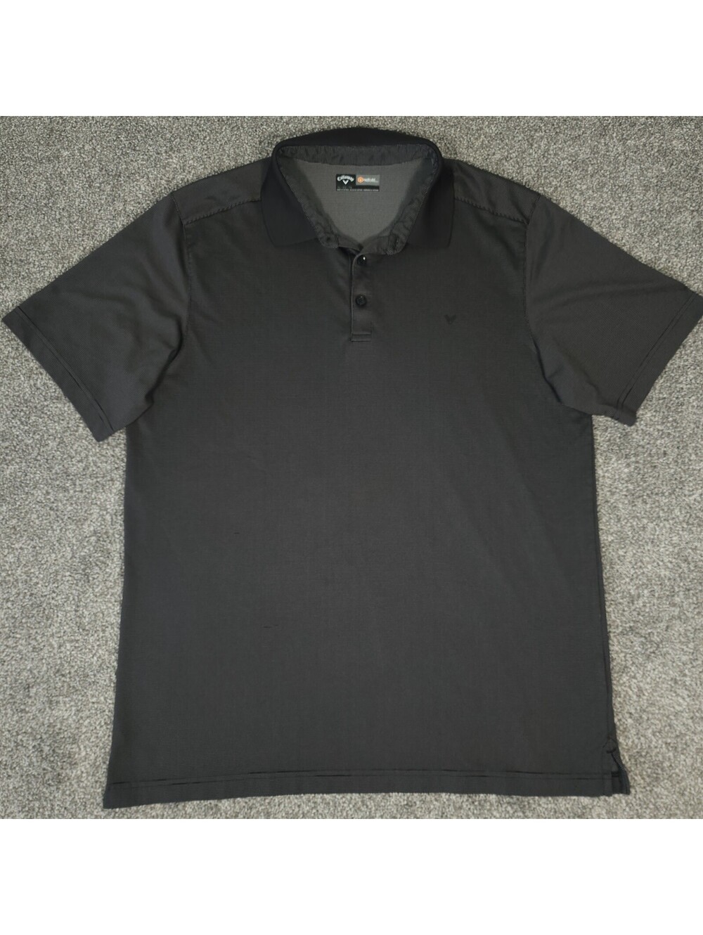 Callaway Opti-Dri Athletic Polo Golf Shirt Men XL Black & Gray Striped Stretch